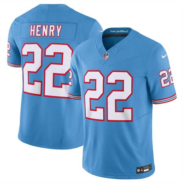 Mens Tennessee Titans #22 Derrick Henry Light Blue 2023 F.U.S.E. Vapor Limited Throwback Stitched Football Jersey